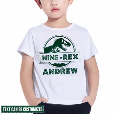 Kids Personalized Year Rex Birthday T-Shirt - Dinosaur Year Old Shirt