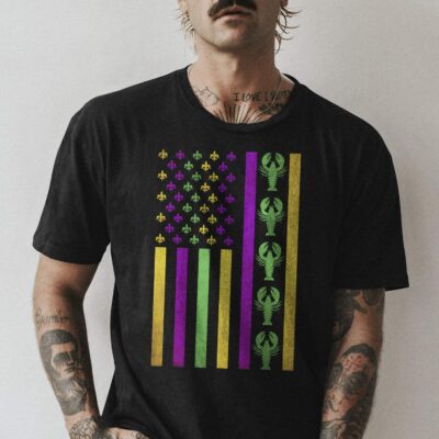 Alternative view of Mardi Gras American Flag Shirts For Men Mardi Gras Outfit For Women Kids T-Shirt