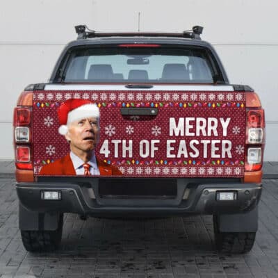 Alternative view of Merry 4th Of Easter Ugly Christmas Truck Tailgate Decal Sticker Wrap - Vinyl Graphic Decal Bumper Sticker