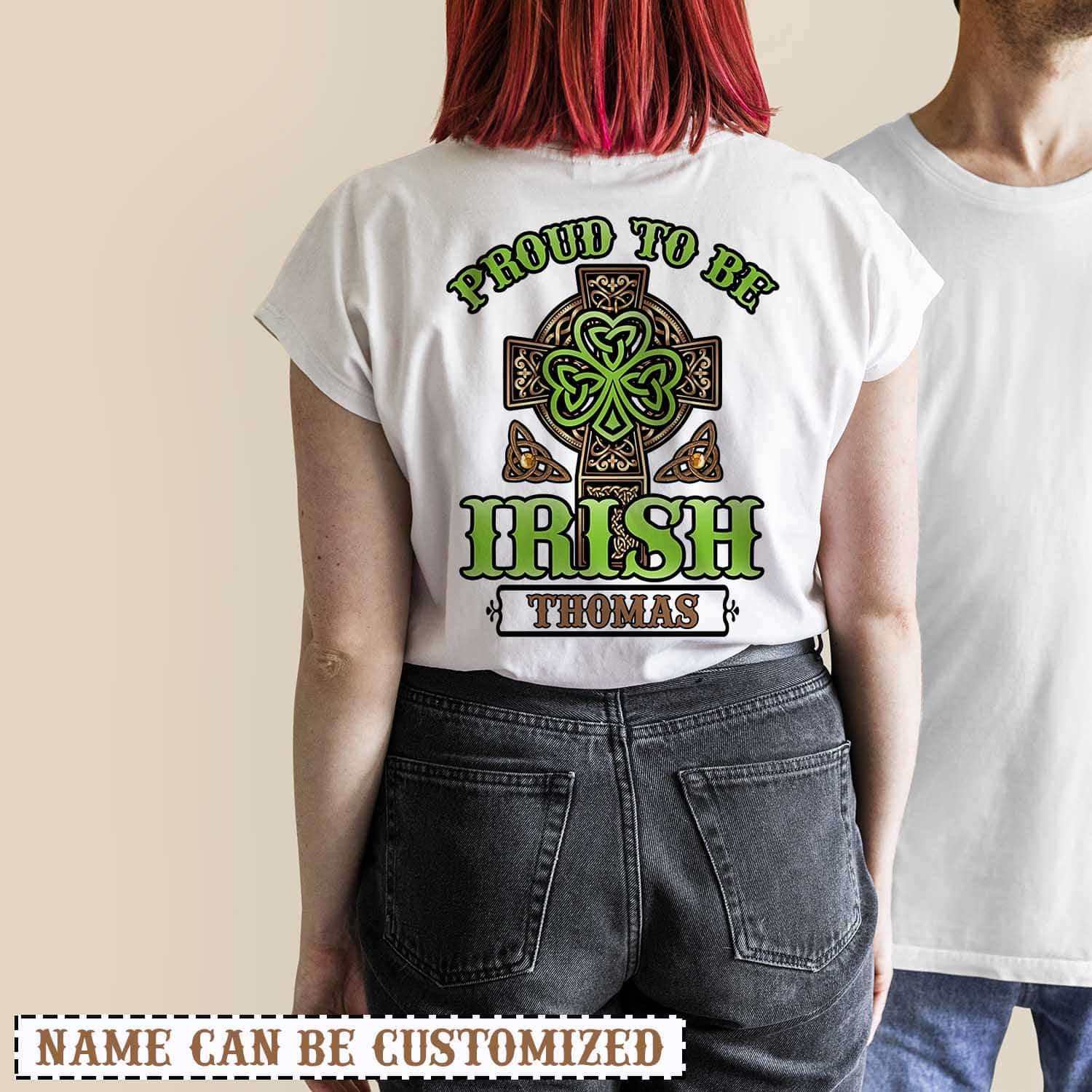 Man and woman in white t-shirt jeans