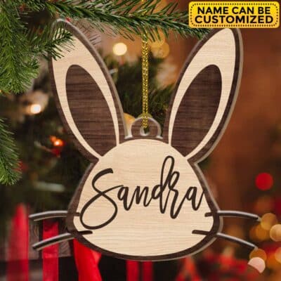 Alternative view of Personalized Easter Wood Shape Ornament - Custom Boy or Girl Easter Ornament, East Gift for Children, Kids Easter Ornament