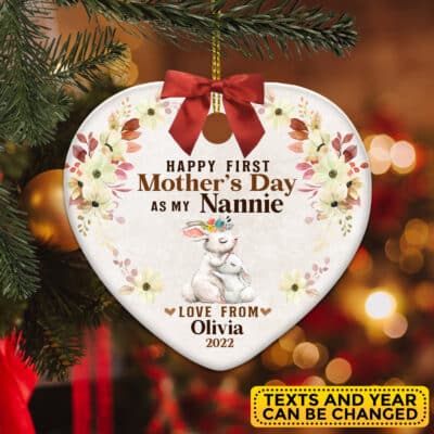 Alternative view of Personalized First Mothers Day Nana Ceramic Heart Gift - Custom First Mother's Day Bag Tag for New Nana Nanna Nanny Nan