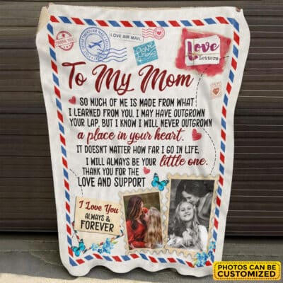 To My Mom Mail Personalized Throw Blanket - Gifts for Mom from Daughter Son - Custom Photo Mom Air Mail Blanket