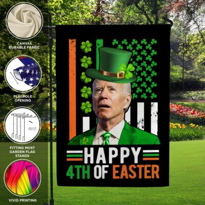 Alternative view of Happy 4th Of Easter Joe Biden St Patricks Day Leprechaun Flag