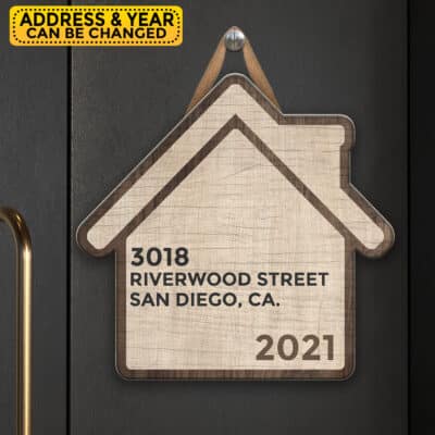 Personalized New Home Address Door Sign - Custom First Home House Door Sign Front Porch Sign