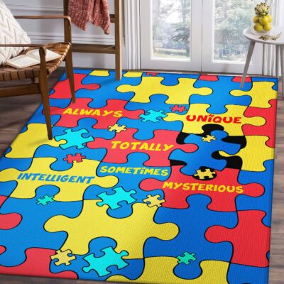 Autism Always Unique Totally Intelligent Sometimes Mysterious Rug Floor Mat - Autism Awareness Month Mat