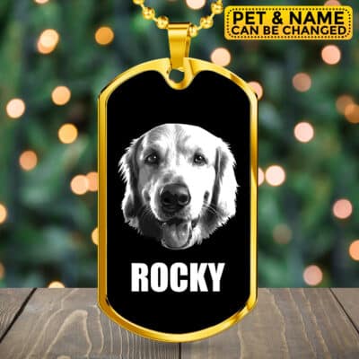 Personalized Pet Drawing Portrait Dog Tag Necklace - Custom Dog Portrait Gift - Pet Dog Cat Gifts