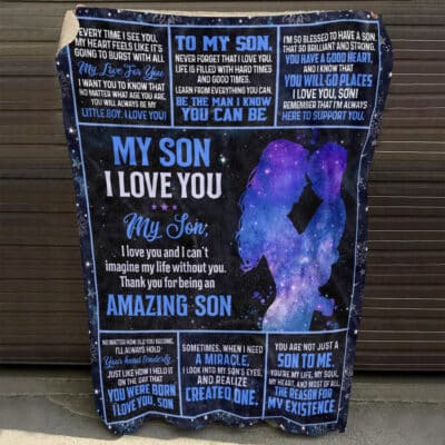 Alternative view of To My Son Blanket Gifts for Son from Mom - Throw Blankets Son Gifts from Dad for Son Birthday Fleece Blanket Couch Sofa