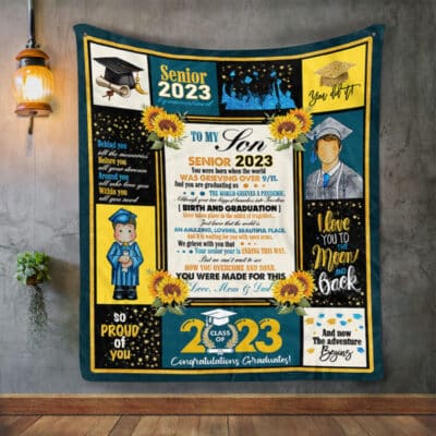 From Mom Dad To My Son Senior 2023 You Were Born When The World Was Grieving 9/11 Fleece Blanket