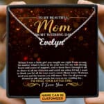 To My Beautiful Mom on My Wedding Day Custom Name Necklace - Mother of the Bride Love Knot Necklace