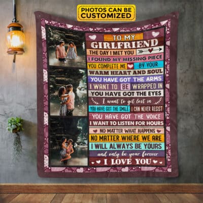 Alternative view of Personalized Photo To My Girlfriend Blanket - Girlfriend Gifts I Love You Blessing Sweet Sayings Quote Throw Blankets