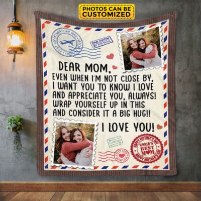 Personalized Photo Mail Mom Blanket - Custom Gifts for Mom - Blanket to My Mom Gift from Daughter Son