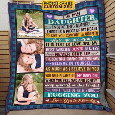 Personalized Photo To My Daughter Blanket from Dad Mom - Warm Letter Throw Blanket for Daughter, Birthday Gifts for Daughter