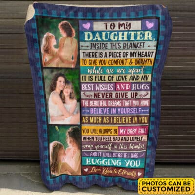 Alternative view of Personalized Photo To My Daughter Blanket from Dad Mom - Warm Letter Throw Blanket for Daughter, Birthday Gifts for Daughter
