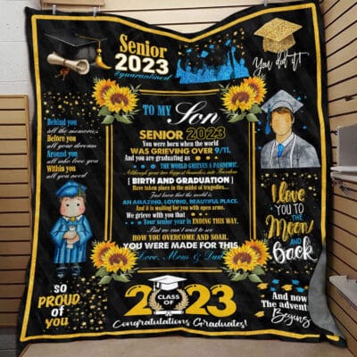 Alternative view of To My Son Senior 2023 You Were Born When The World Was Grieving Graduation 2023 Throw Blanket From Mom Dad