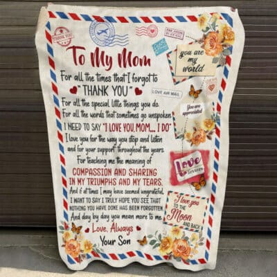 Alternative view of To My Mom For All The Time That I Forgot Thank You Mail Fleece Blanket - Gift for Mom from Son - Mothers Day Gifts