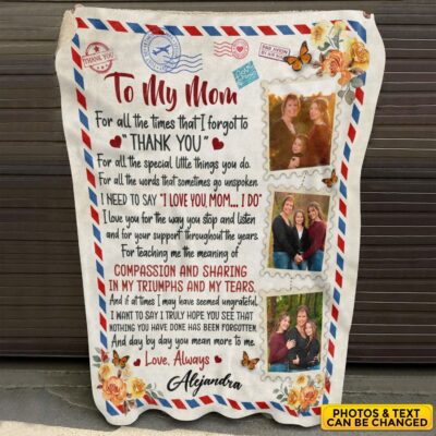 Alternative view of Personalized Photo Mail To My Mom For All The Time That I Forgot Thank You Blanket - Gift for Mom from Son Daughter