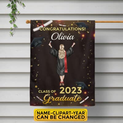 Congratulations Class Of 2024 Graduate Personalized Graduation Flag, Outdoor House Flag - Garden Flag