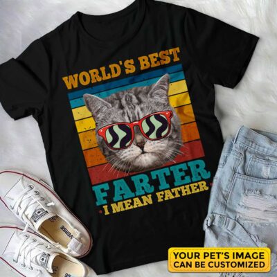 Alternative view of Personalized Dog Cat Drawing World's Best Farter I Mean Father Vintage Retro Best Dad Ever T-Shirt - Sweatshirt - Hoodie