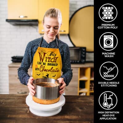 Alternative view of This Witch Can Be Bribed With Chocolate Funny Halloween Witch Cooking Apron With 3 Pockets