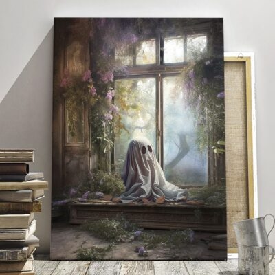 Funny Ghost Outside Looking In Window Vintage Poster Art Poster Print - Haunting Ghost Halloween Decor Wall Art