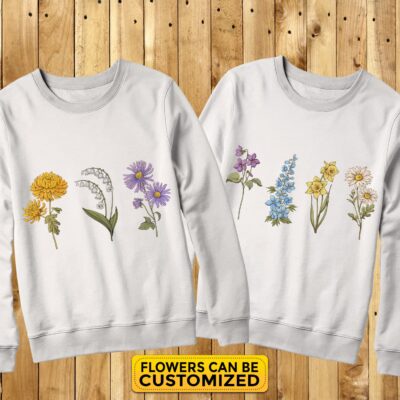 Alternative view of Custom Birth Month Sweatshirt Birth Flower Sweater - Personalized Flower Birthday Gifts