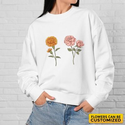 Custom Birth Month Sweatshirt Birth Flower Sweater - Personalized Flower Birthday Gifts