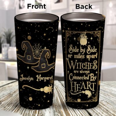 Alternative view of Personalized Side By Side Or Miles Apart Witches Are Always Connected Insulated Tumbler Cup With Lid