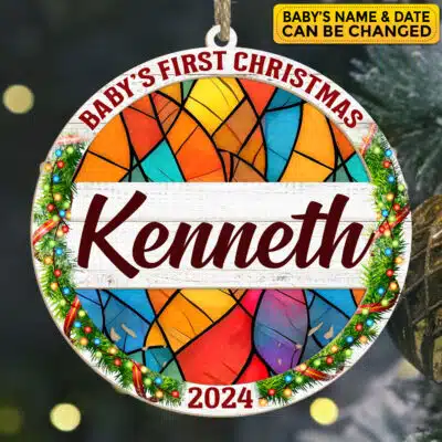 Baby's First Christmas Personalized Suncatcher Ornament | Baby Keepsake | Baby Shower Gift | Baby Name Sign