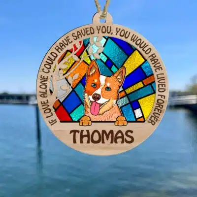 Alternative view of You Were My Favorite Hello And My Hardest Goodbye - No Longer By My Side, Forever In My Heart - Memorial Custom Pet Suncatcher Ornament