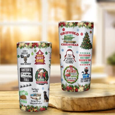 Merry Clarkmas Chrismas Movies Insulated Tumbler Cup With Lid and Straw