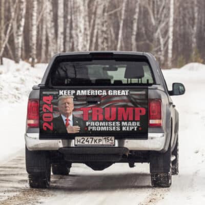 Keep America Great Trump 2024 Promises Made Promises Kept Truck Tailgate Decal Sticker Wrap