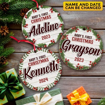 Alternative view of Baby's First Christmas Personalized Ornament | Baby Keepsake | Baby Shower Gift | Baby Name Sign | First Christmas Ornament 2023