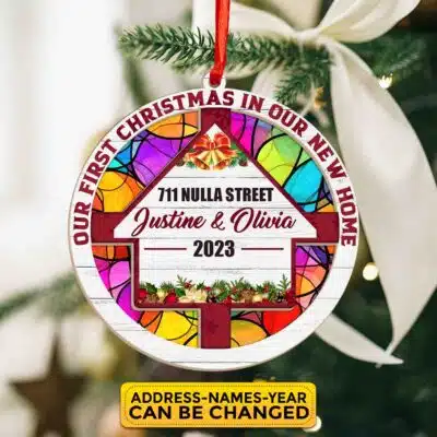 Personalized New Home Suncatcher Ornament - New Home Christmas Ornament - Wreath New House Ornament