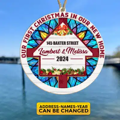 Alternative view of Personalized New Home Suncatcher Ornament - New Home Christmas Ornament - Wreath New House Ornament