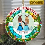 Personalized Bestie Forever Christmas Holiday Suncatcher Ornament Keepsake - Christmas Gift for Best Friend