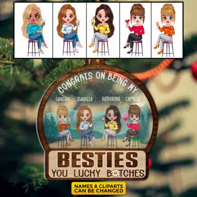 Personalized Bestie Congrat on Being My Bestie Christmas Acrylic Wood Ornament Keepsake - Christmas Gift for Best Friend