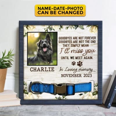 Personalized Photo Goodbyes Are Not Forever Goodbyes Are Not The End Dog Memorial Collar Sign