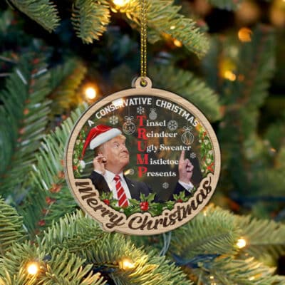 Alternative view of Trump A Conservative Christmas Acrylic Wood Christmas Ornament Keepsake