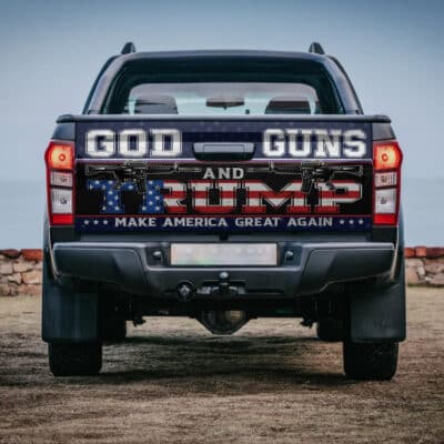 Alternative view of God Guns And Trump Make America Great Again Truck Tailgate Decal Sticker Wrap - Vinyl Graphic Decal Bumper Sticker