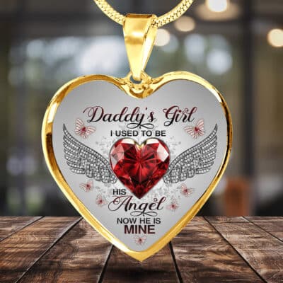 Alternative view of Daddy's Girl I Used To Be His Angel Now He Is Mine Butterfly Luxury Heart Pendant Necklace - Dad Memorial Jewelry Gifts