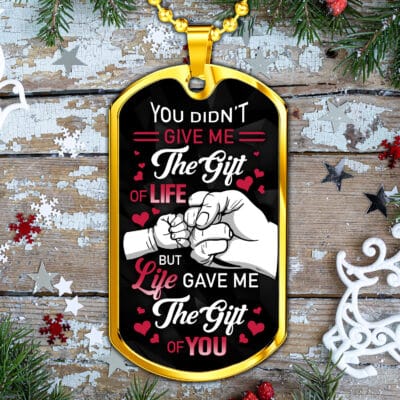 Alternative view of You Didn't Give Me the Gift of Life Dog Tag Pendant Necklace for Step Dad - Necklace Gifts For Dad