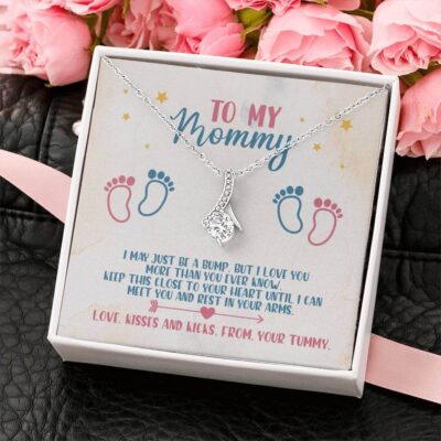 To My Mommy I May Just Be A Bump But I Love You More Than You Know Love Message Card Necklace - Baby Shower Gifts
