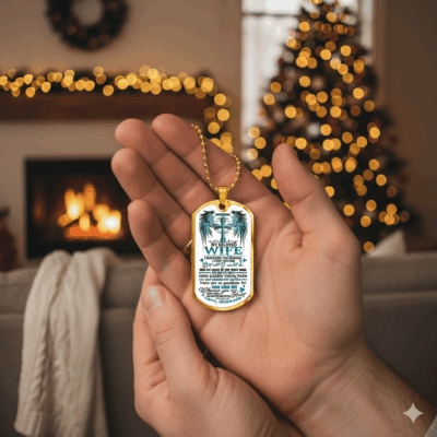 Alternative view of My Beloved Wife I Watched You Suffer But All I Could Do Was Sit Close By You Went Away Dog Tag Pendant Necklace