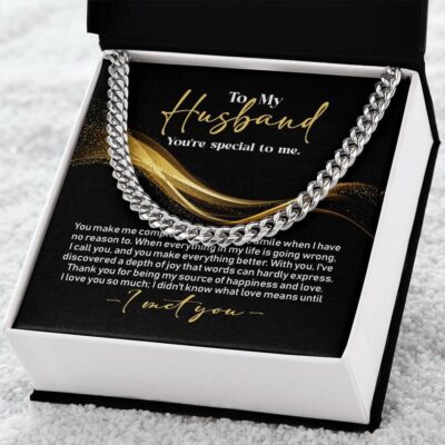 To My Husband You Make Me Complete You Make Me Smile When I Have No Reason To Cuban Link Chain Necklace