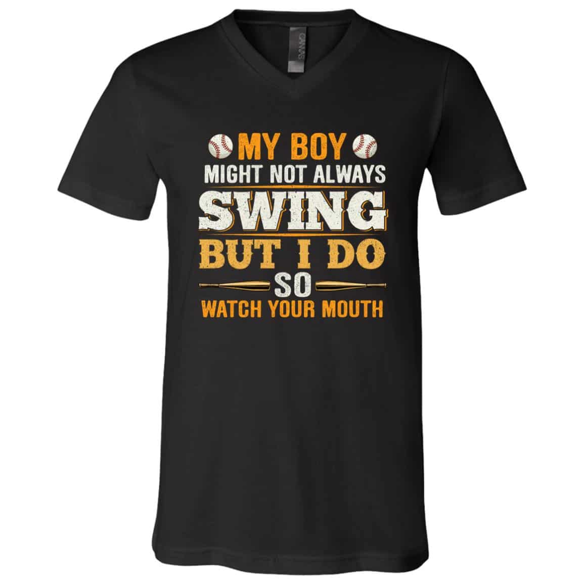 My Boy Swing, Black, V-Neck T-Shirt