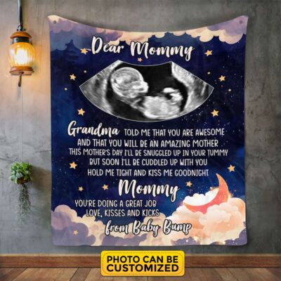 Alternative view of Personalized Dear Mommy Grandma Told Me That You Are Awesome Fleece Blanket - Pregnancy Mom Blanket Gifts