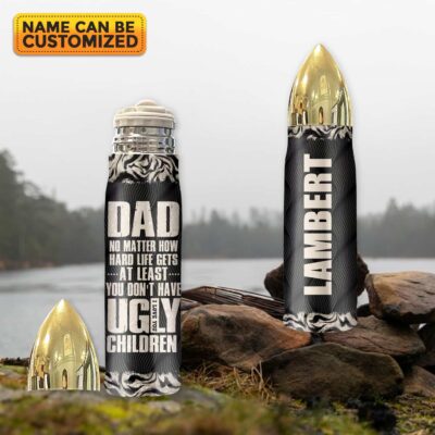 Alternative view of Personalized Fathers Day Dad Gifts from Daughter Son Wife Kids Bullet Tumbler With Lid - Dad No Matter How Hard Life Tumber Coffee Cup