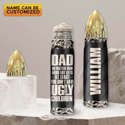 Personalized Fathers Day Dad Gifts from Daughter Son Wife Kids Bullet Tumbler With Lid - Dad No Matter How Hard Life Tumber Coffee Cup