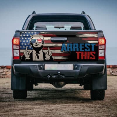 Arrest This Fingers Funny Trump 2024 Election Truck Tailgate Decal Sticker Wrap - Support Trump Tailgate